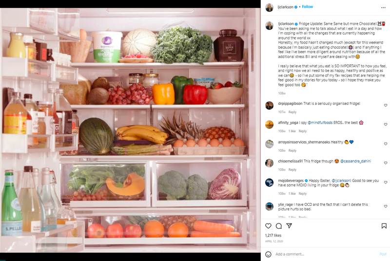 publicar várias fotografias sobre o que'está no seu frigorífico