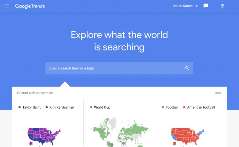 google trends for researching on social media networks