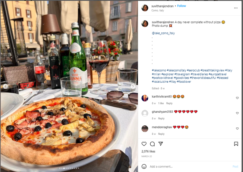 alimentar publicações sobre a gastronomia local como parte das suas ideias de publicações no Instagram