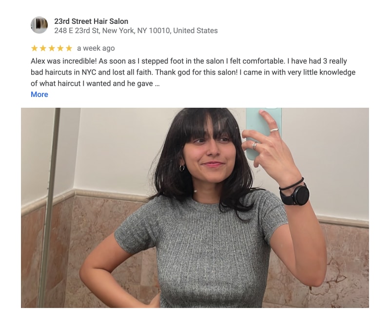 hairdresser google review example
