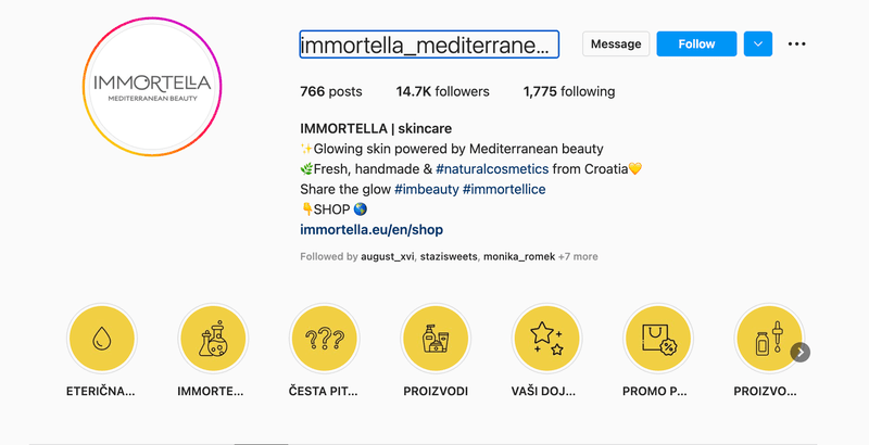 Instagram profile page