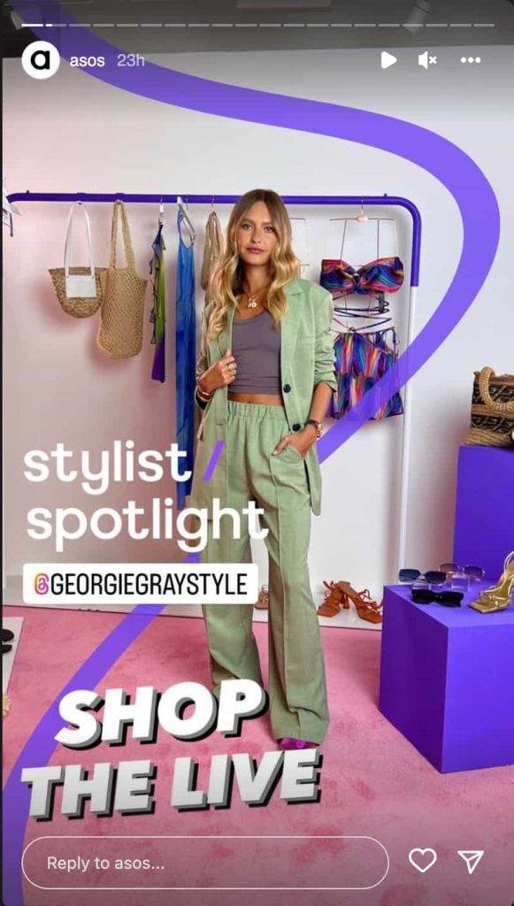 Asos Instagram stories examples