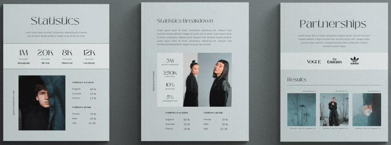 show your key metrics and collaborations with previous brands