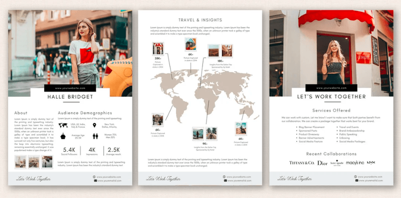 media kit example for travel influencers