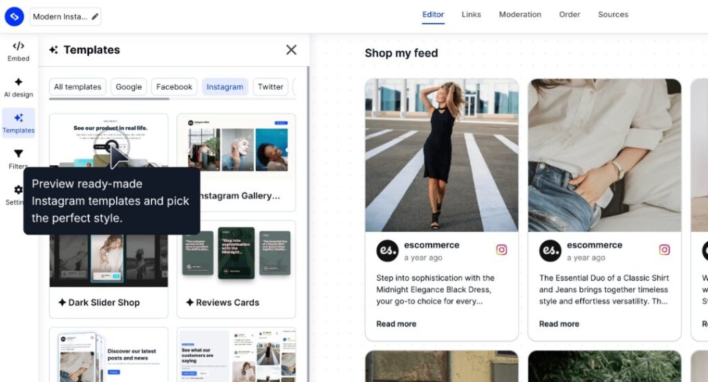 select your widget template