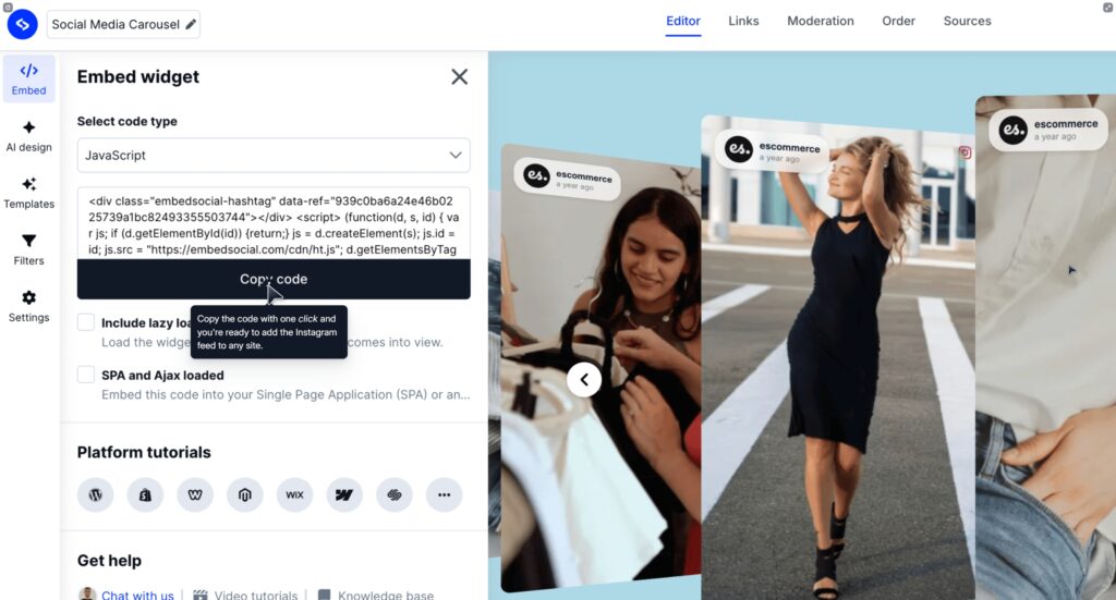 copy your widget code