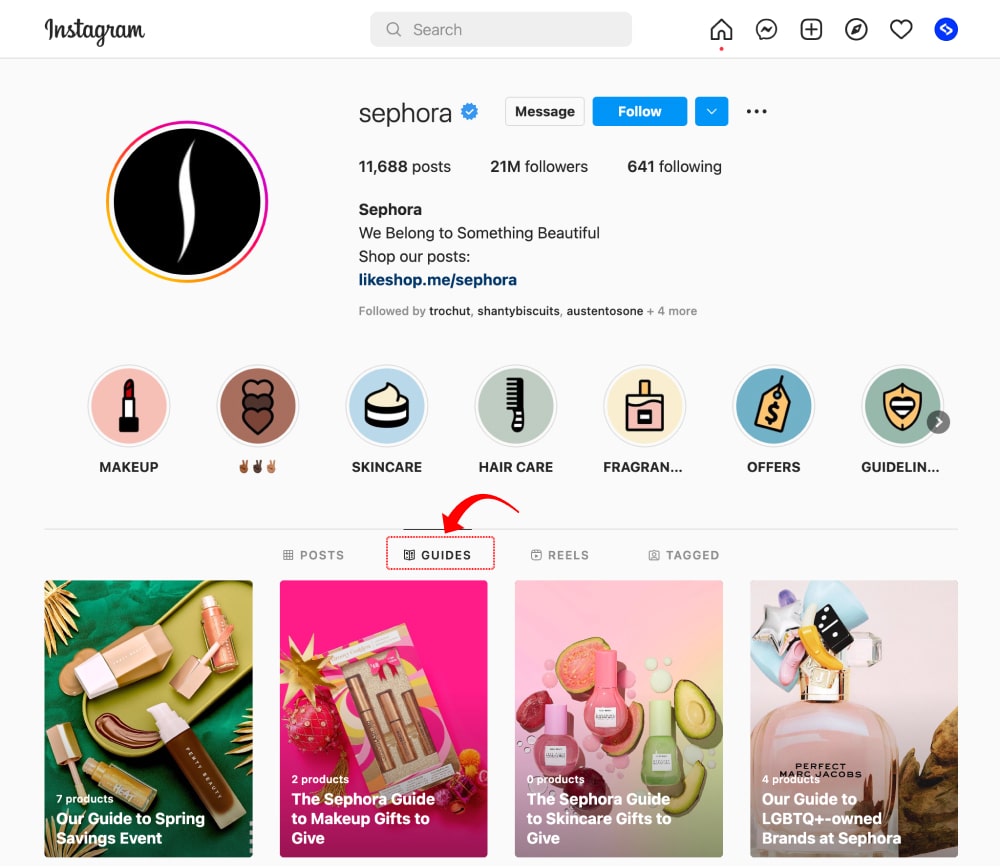 examples of Instagram guides