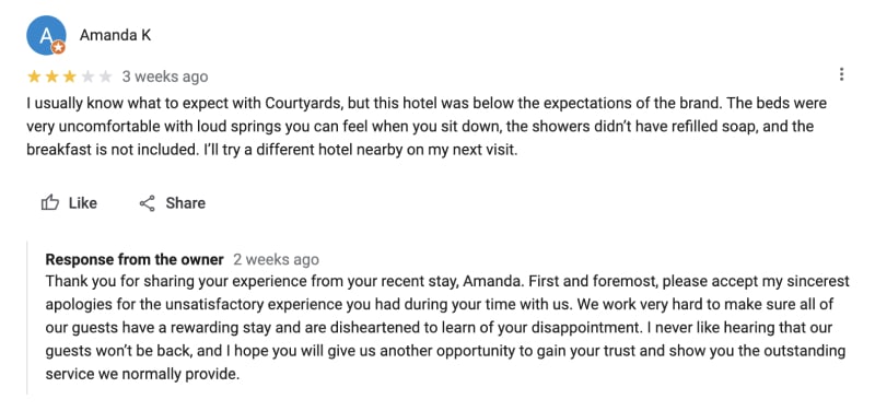 respond to negative hotel reviews