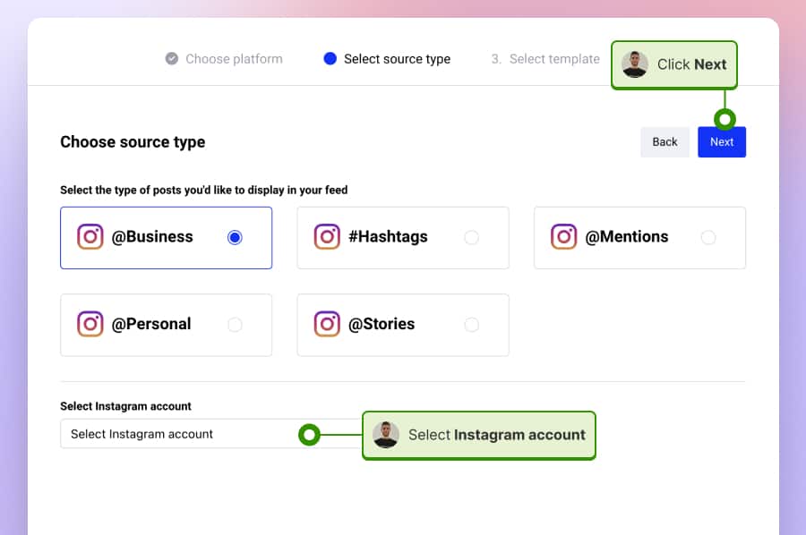 choose Instagram business account