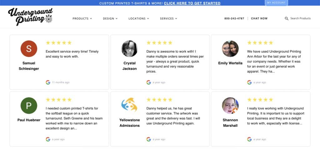 reviews widget for underground website