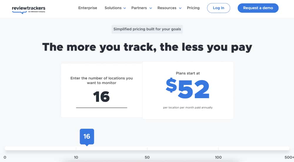 Pricing for Reviews trackers