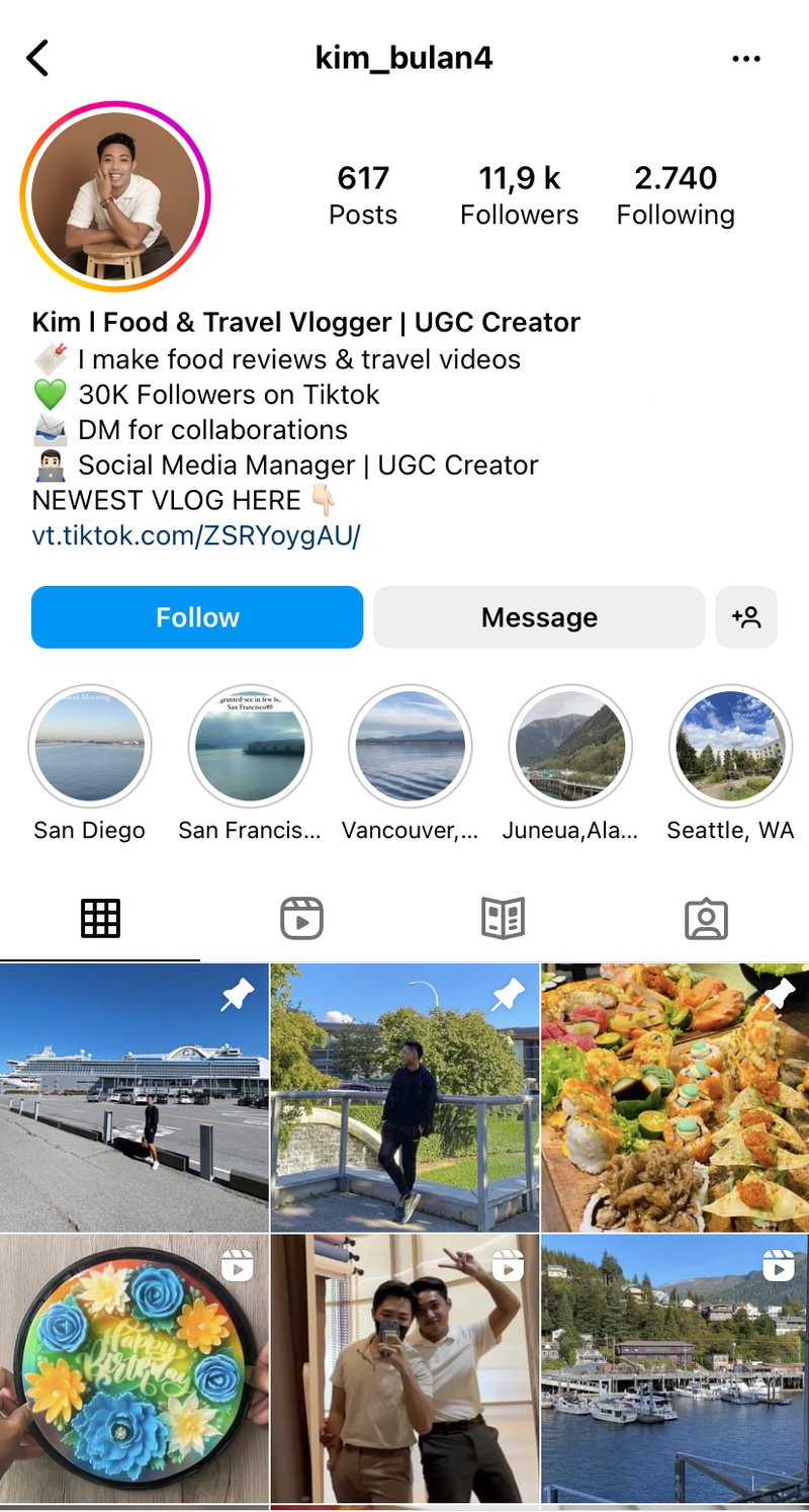Kim’s Instagram Profile