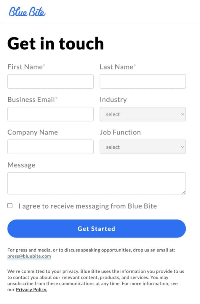 marketing agency contact form