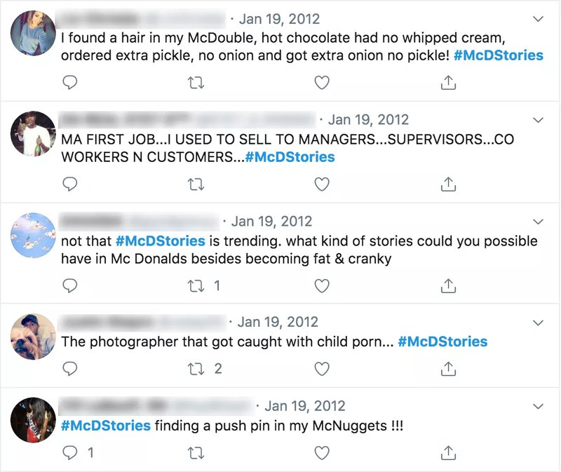 An example of bad user-generated content campaign by McDonald's