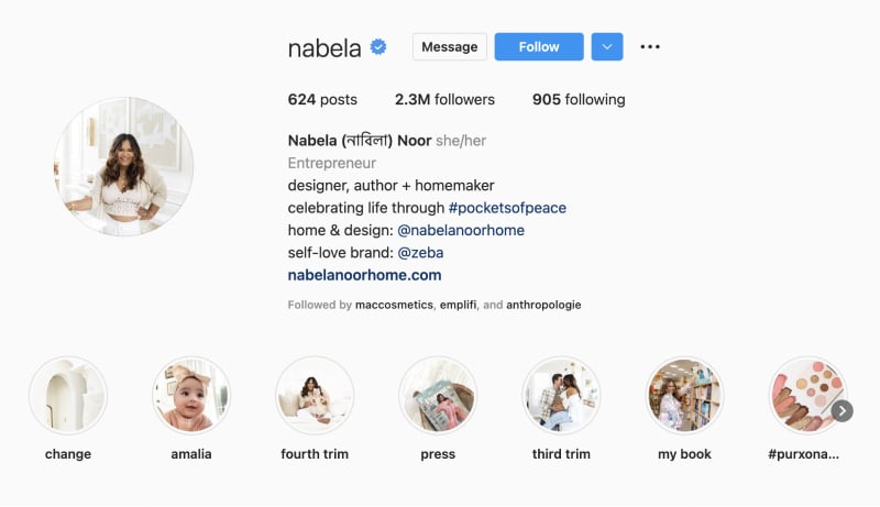 Lifestyle instagram creator nabela