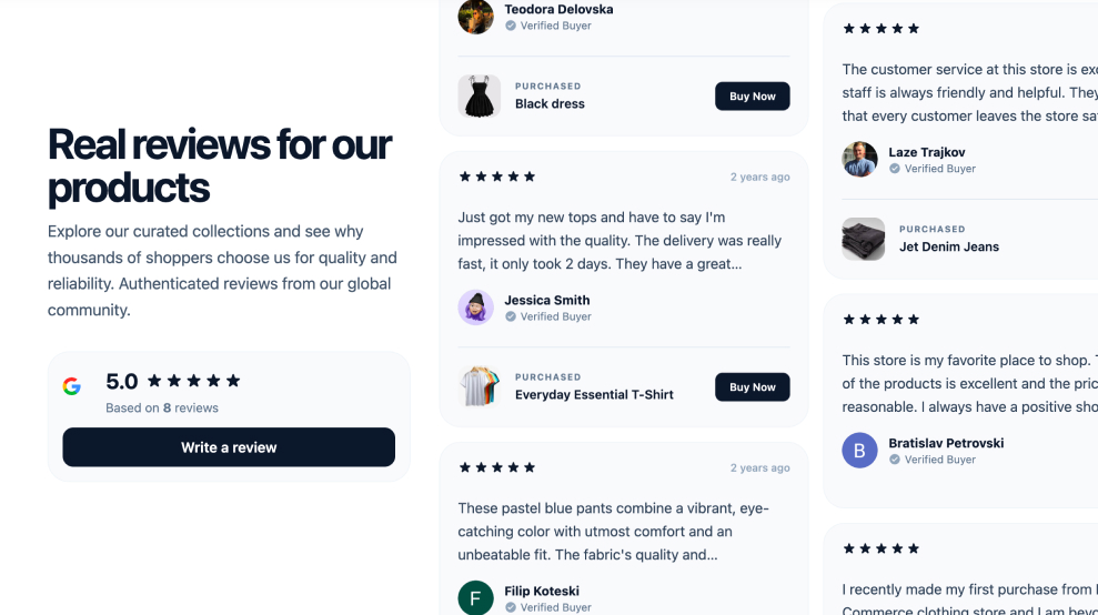 shoppable google reviews widget