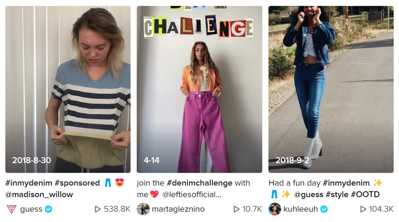 Guess's #InMyDenim challenge on TikTok