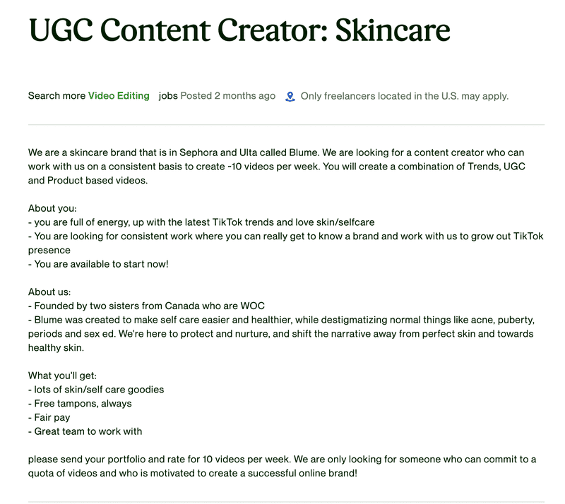 skincare ugc jobs