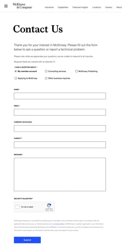 contact form