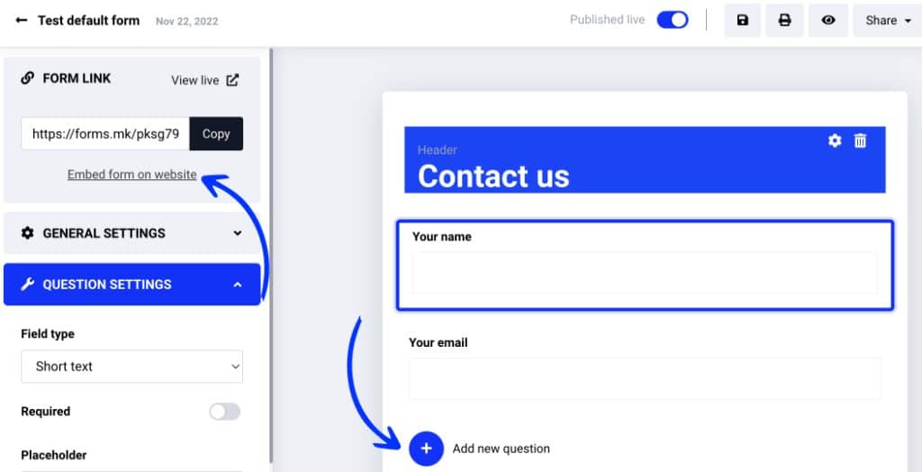 create contact form for your website