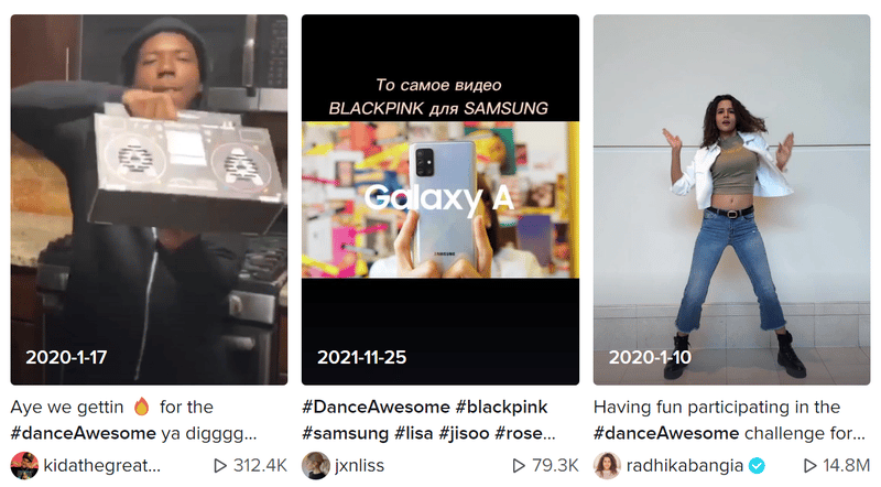 Samsung's #danceAwesome challenge on TikTok