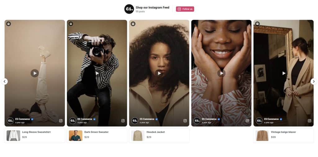 Shoppable Instagram Widget with Product Cards