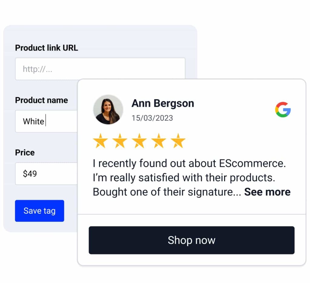 Shoppable reviews