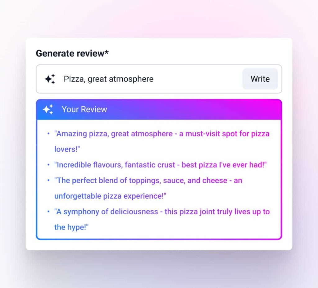 AI reviews generator by EmbedSocial