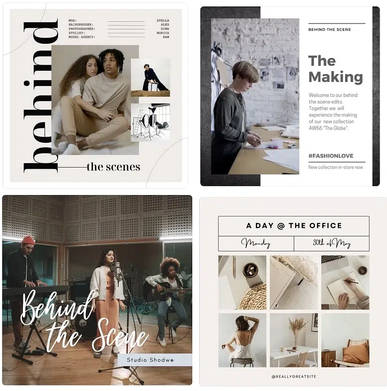 behind the scenes instagram carousel template