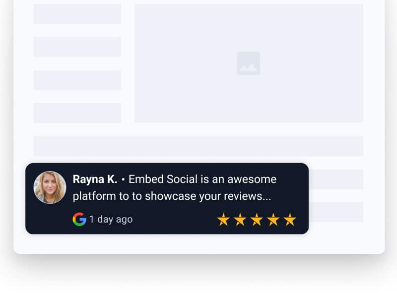 Dark Google reviews widget in. a floating mode