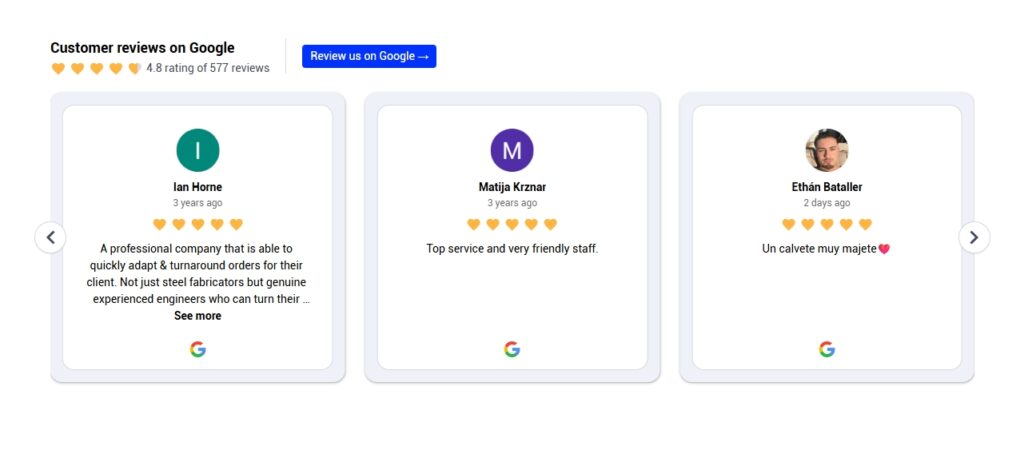 google reviews card slider widget