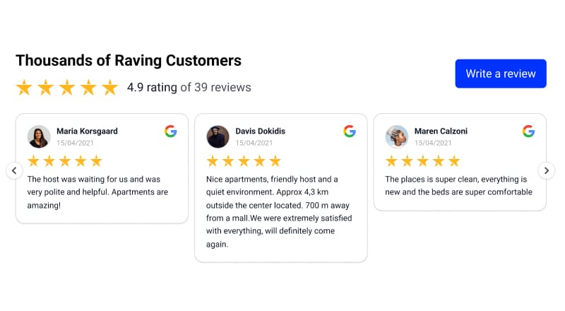 Slider Google reviews widget