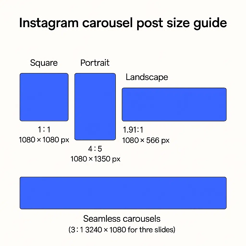 graphic showcasing the image sizes for Instagram carousel posts