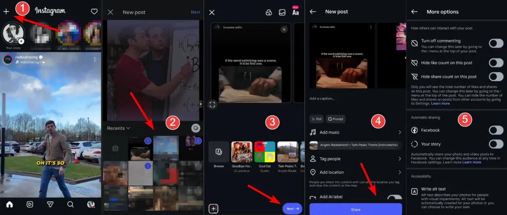 process of creating an instagram carousel post