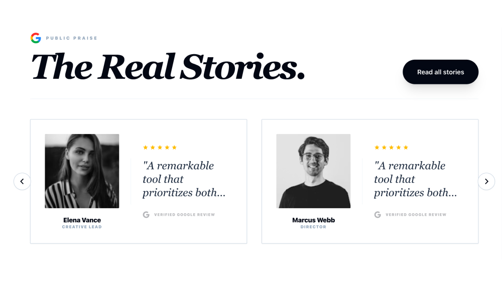 Google reviews slider for minimal websites