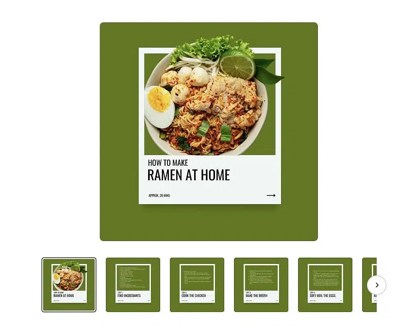 recipe or diy tutorial instagram carousel template