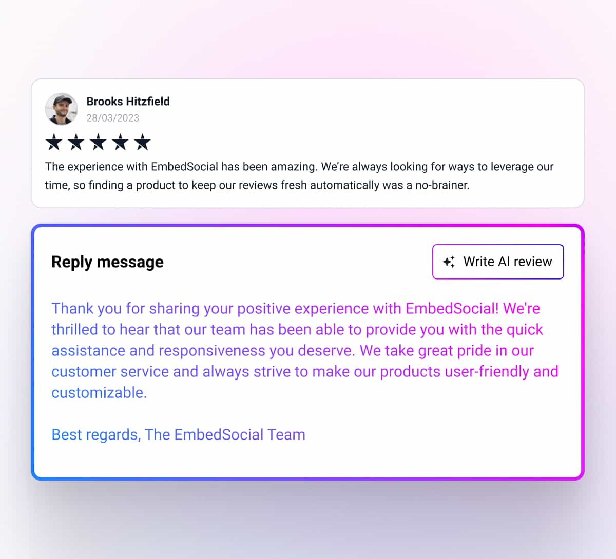 embedsocial ai review responder tool in action