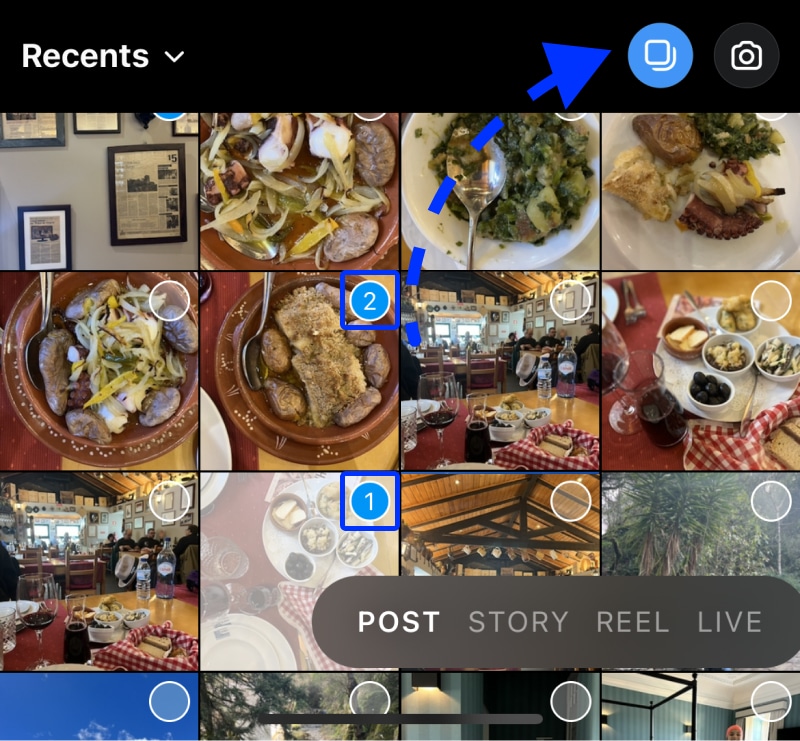 select multiple photos in Instagram carousel post
