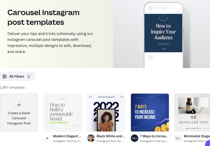 Instagram carousel templates in Canva