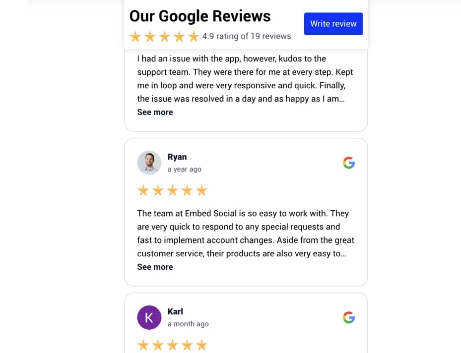 Autoplay vertical slider for Google reviews