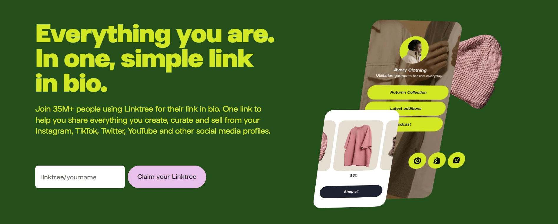 Link in bio tool: Everything you are, in one simple link