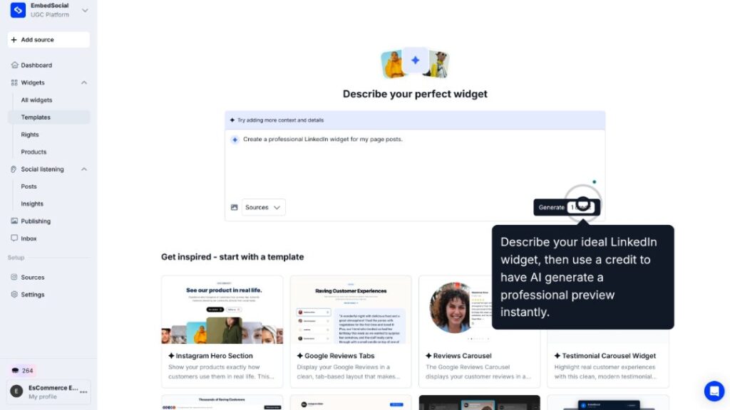 describing your linkedin widget