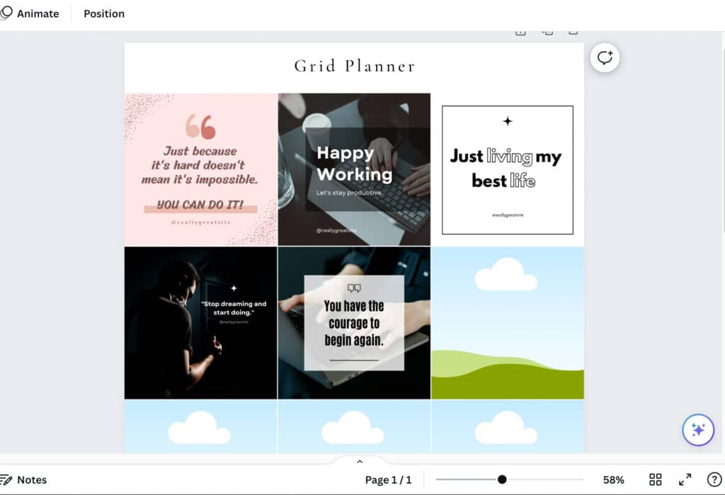 Canva planner of Instagram grid