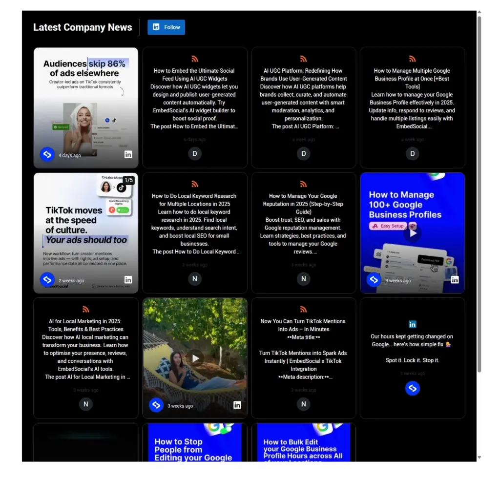 latest nedws widget for linkedin