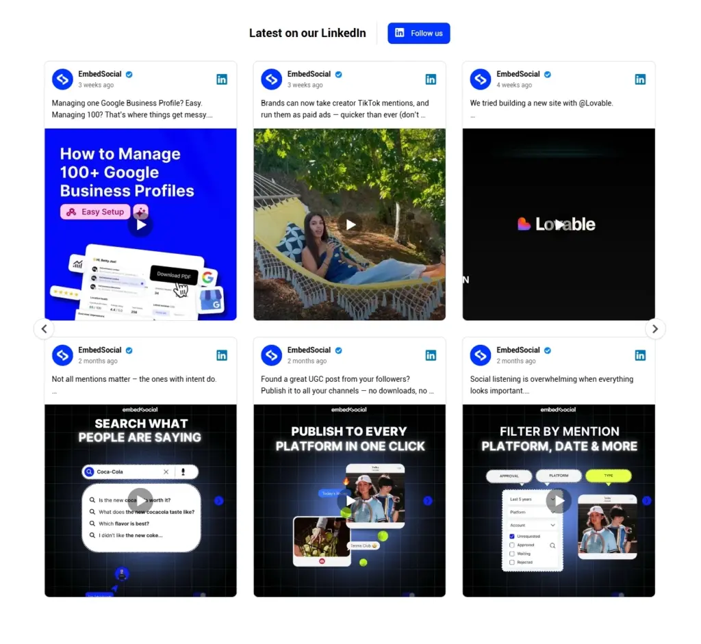 linkedin feed slider widget