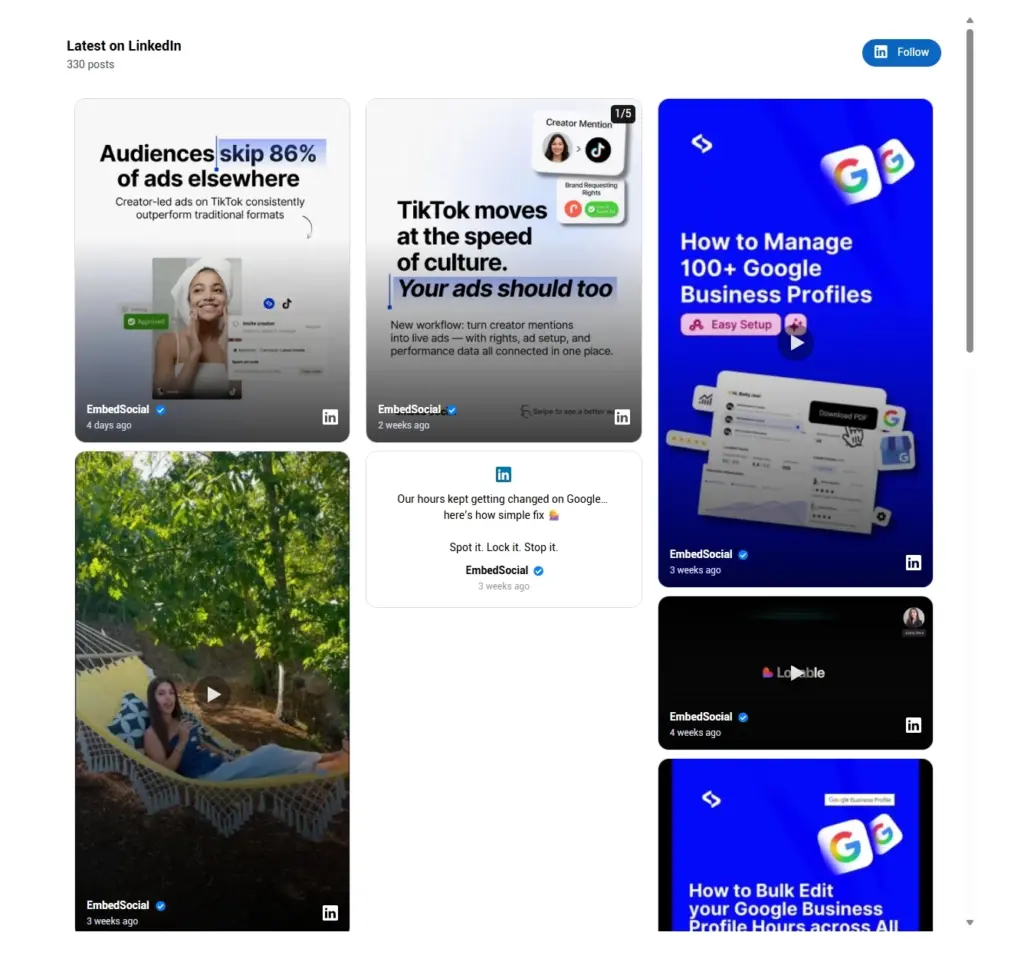 linkedin photo grid widget