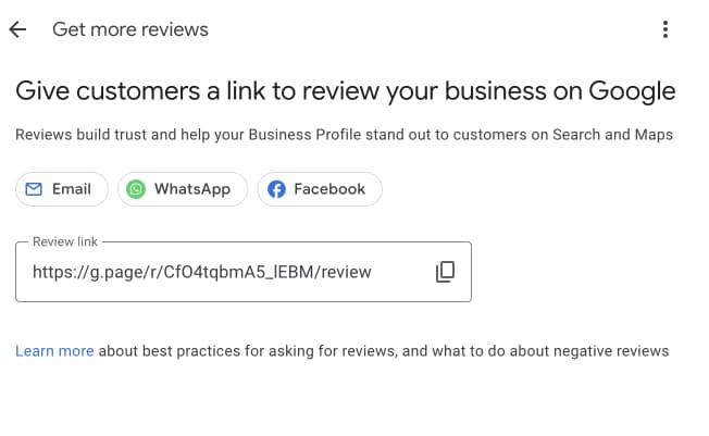 Link to Google review form