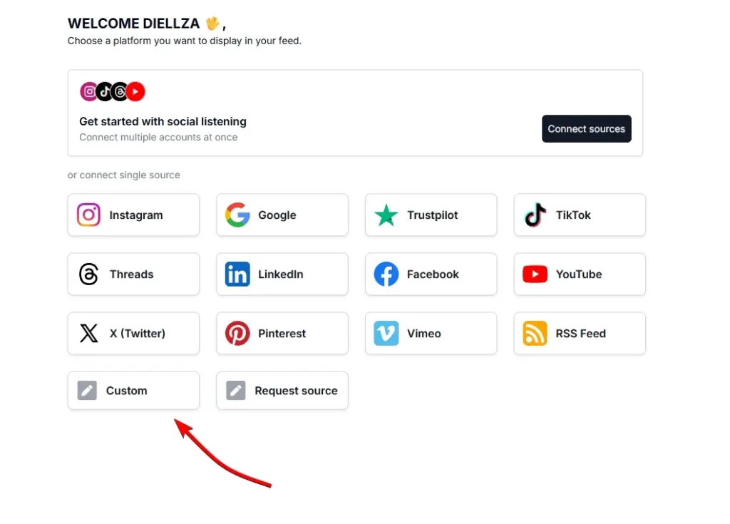 adding a custom source in embedsocial