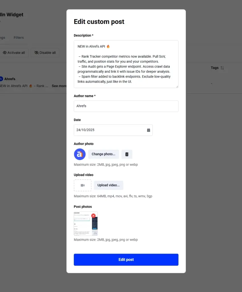 manually adding public posts in embedsocial