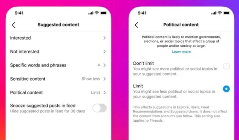 Option to limit the political content on Threads